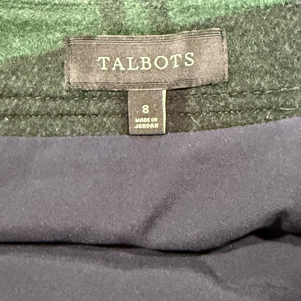 Talbots Womens Green Navy Plaid Wool Blend Pencil Skirt Size 8 Black Watch Posh - Picture 4 of 9